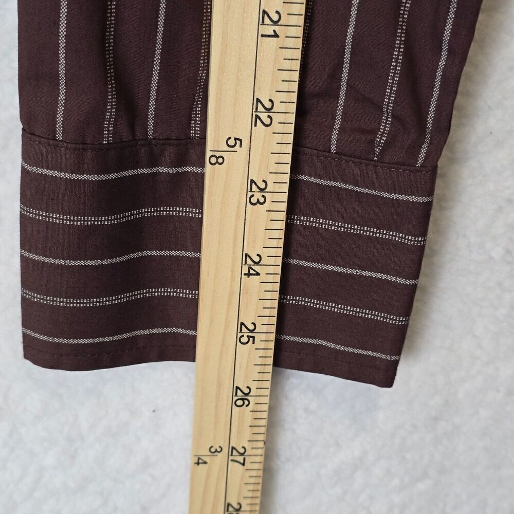 Mens Dress Casual Button Down Shirt Sz 2XL Brown White Striped Preppy Academia - Picture 6 of 7